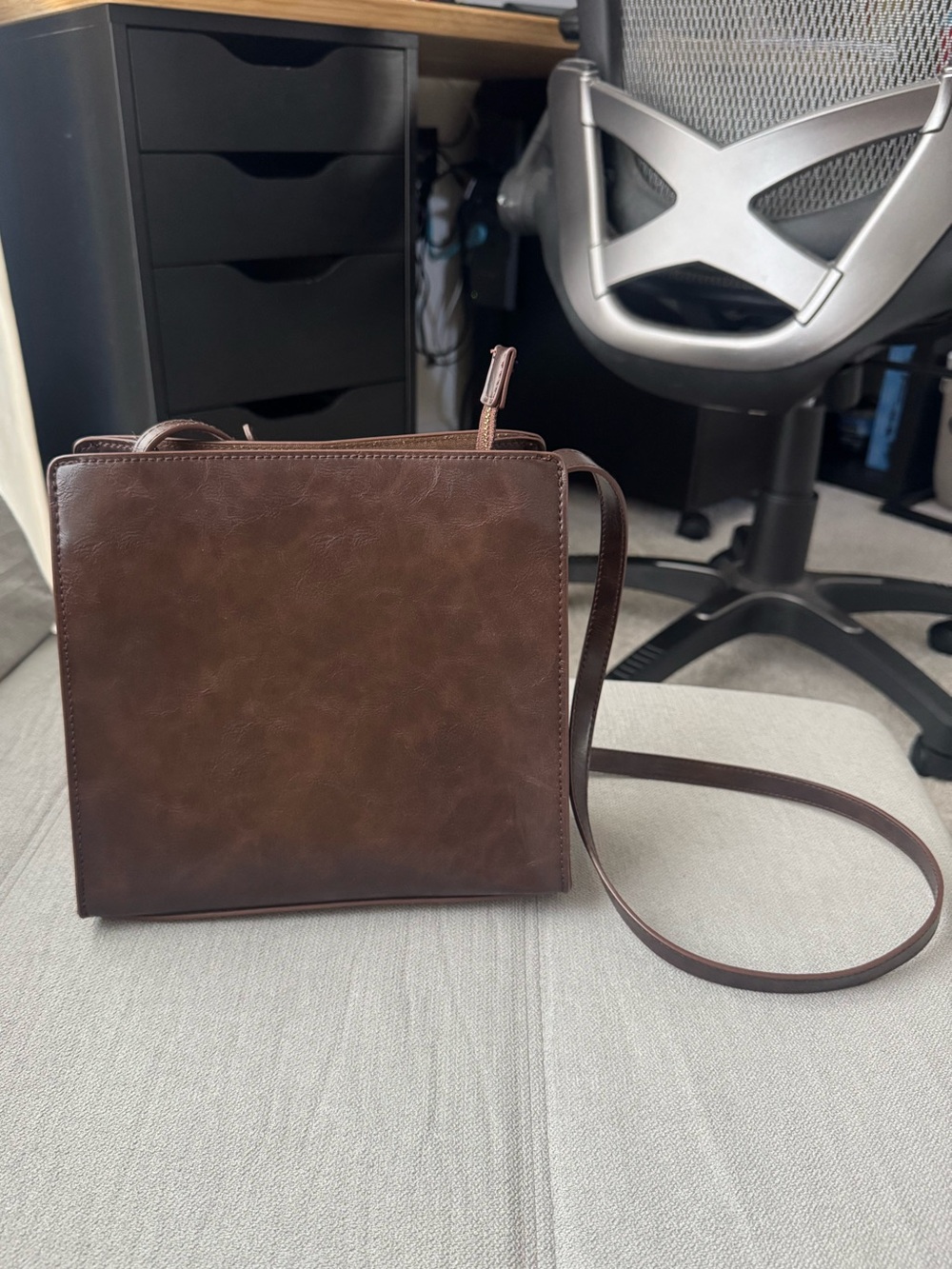 Brandy Melville Brown Faux Leather Crossbody Bag